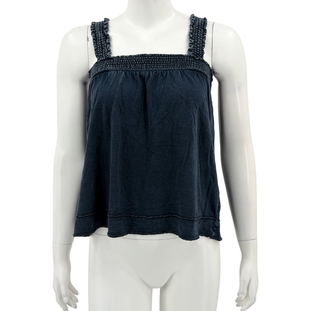 Pilcro Anthropologie Top Womens Small Blue Smocked Ruffle Boho Summer Beach Tank